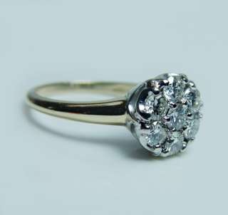 TRUBRITE Vintage 1.05ct Diamond Ring 14K White gold Estate Jewelry 