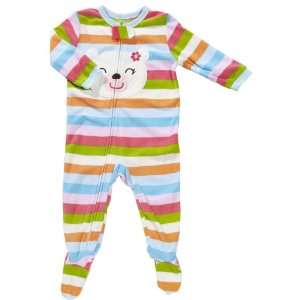   Microfleece Footed Blanket Sleeper Pajama Striped Bear 2 Toddler(2t