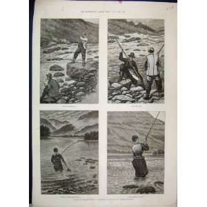  1888 Fishing Trout Norway Edward Kennard Sketches