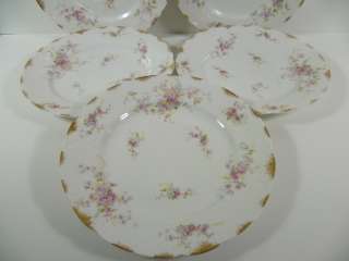 Haviland Limoges Trocadero Pink Floral & Gold 9 7/8  Dinner Plates 