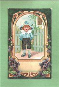 ADORABLE BOY On Victorian Reward Of Merit Card  