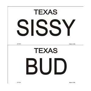   Bud and Sissy Texas License Plates Tags Urban Cowboy 