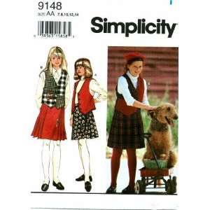  Simplicity 9148 Sewing Pattern Girls Skirt & Vest Size 7 