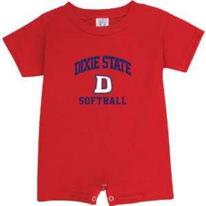   Dixie State Red Storm Red Softball Arch Baby Romper