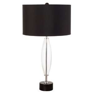  Art Deco Glass Column with Black Shade Table Lamp