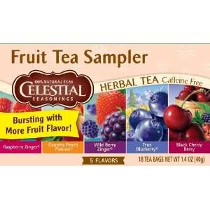 Celestial Seasonings Fruit Tea Sampler (5 Flavors), 18 Count Tea Bags 