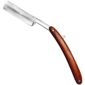  Shaving Stainless Steel 3 Fixed Blade Razor Brown Wood Scale Health