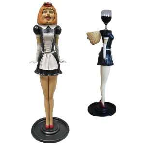 30.5 Sexy French Maid Bar Statue Sculpture Drink Holder 