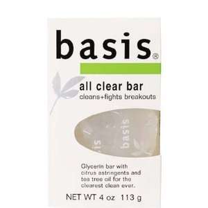 Basis All Clear Cleansing Bar for Face & Body, 4 oz (Quantity of 5)