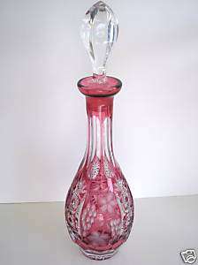 NACHTMANN TRAUBE GERMANY CRANBERRY CASED CUT TO CLEAR CRYSTAL DECANTER 