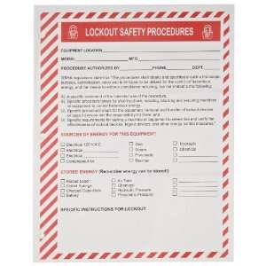 Brady Lockout Procedure Station Forms (Pack of 25)