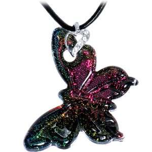  Fantasy Multi Color Dichroic Butterfly Choker Necklace 