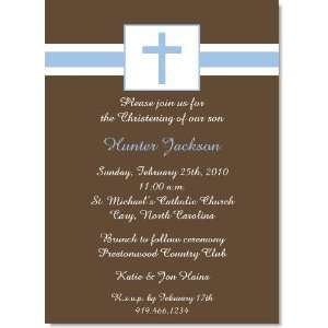  Blue Cross On Brown Baptism Invitations Health & Personal 