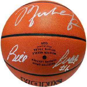  Autographed Michael Jordan Ball   Bill Russell & Leather 