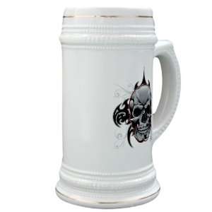  Stein (Glass Drink Mug Cup) Tribal Skull 