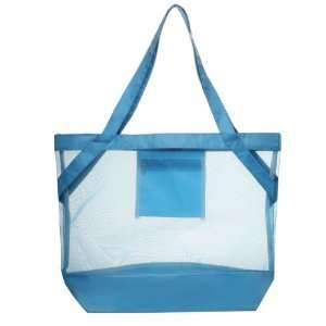 Transparent Tropical Beach Body Mesh Tote Bag (Blue)  