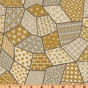  44 Wide Anna Griffin Penelope Crazy Quilt Gold Fabric By 