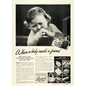 1941 Ad Sick Baby Lysol Disinfectant Lehn Fink Products 