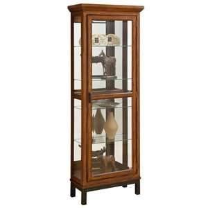  Leick Furniture Iron Base Glass and Wood Curio Cabinet in 