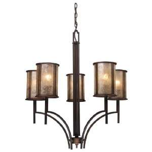  Barringer 5 Light Chandelier In Aged Bronze And Tan Mica 