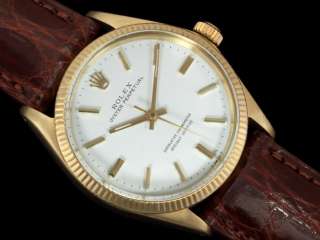 1965 ROLEX Vintage Mens OYSTER PERPETUAL, 34mm Watch, White Dial 