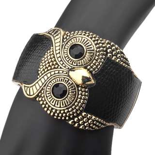 14K Gold Plated Awesome Bracelet,Vintage Black Owl Nighthawk Bangle 