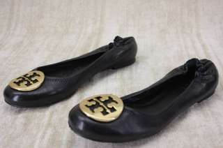 Tory Burch Reva Ballet Flat Black leather Gold Logo Shoes Ballet flats 