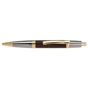 Wall Street II Elegant Click Pen Kit Black Titanium and Woodcraft Gold 