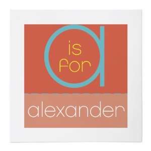    Monogrammed A is for Alexander 20x20 Gallery Wrapped Canvas Baby
