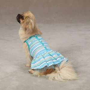  Striped Seersucker Dog Dress Size XX Small (8 L), Color Blue Baby