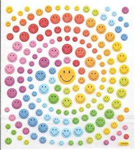 160 smiley Face faces a rainbow of colors w/ glitter stickers semi 
