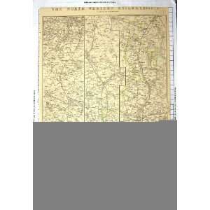  North Western Railway London Birmingham Rugby Antique Map 
