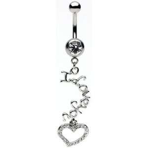  I Love You Dangling Belly Ring    Home 