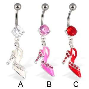  Shoe belly button ring, red   C Jewelry