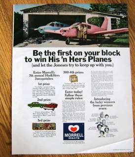 1964 Morrell Ad Sweepstakes Win Piper Cherokee 140  