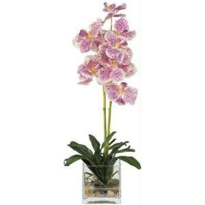  Exclusive By Nearly Natural Purple Vanda w/Glass Vase Silk 