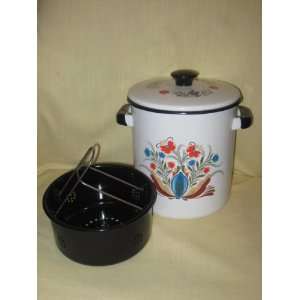  Vintage Berggren Rosemaling Enamel Ware Steamer Stock Pot 