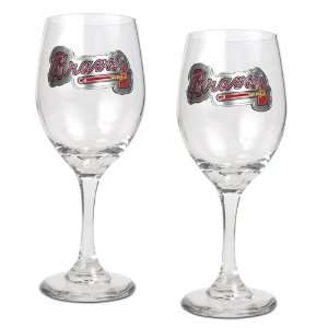  Atlanta Braves 2 Piece MLB Wine Glass Set Kitchen 