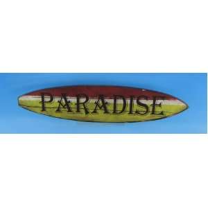 Wooden Surf Board Paradise Wall Sign 22   Nautical and Beach Themed 