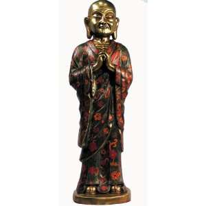  Monk Tibetan Silver Statue Cloisonne Standing Monk 