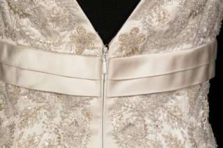 Anne Barge 507 Silk Satin Vneck Beads New Couture Bridal Wedding Dress 