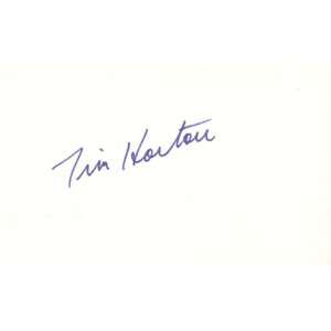 Tim Horton Autographed 3x5 Card   Toronto Maple Leafs   James Spence 