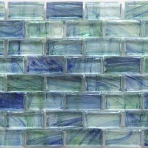   Offset Pattern Backsplash Mosaic Blue Glass Tile (10 Sq. Ft./Case