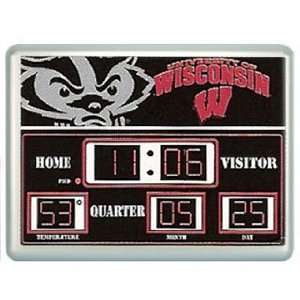 NCAA Team Scoreboard Clock and Thermometer   Wisconsin Badgers  