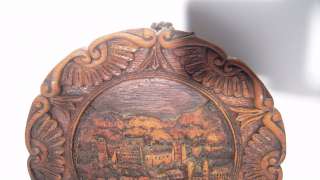 black forest wood plate souvenir Heidelberg old carved  