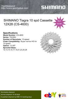Shimano Tiagra 10 SPD Speed Cassette 12 X 28 CS 4600 Road Bike Bicycle 
