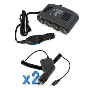  EZOPower 4 Port Car Cigarette Lighter Socket & USB Port 1A 
