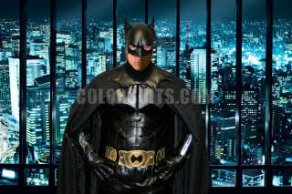 Batman Costume Dark Knight Suit w/ Belt Cape Gloves Cuffs Boots Mask 