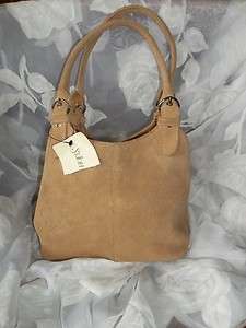   Beautiful St. Johns Bay Genuine Suede Leather Beige Satchel Handbag