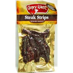 Gary West Beef Steak Strips, CRACKED BLACK PEPPER, Hickory Smoked, 2 